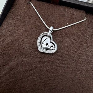 Silver Heart Pendant Necklace - REAL DIAMONDS!